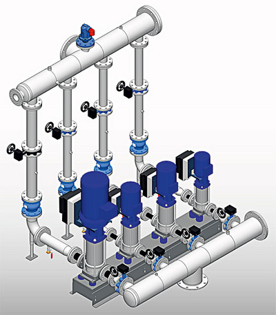 Pressure booster system with peak-load pump