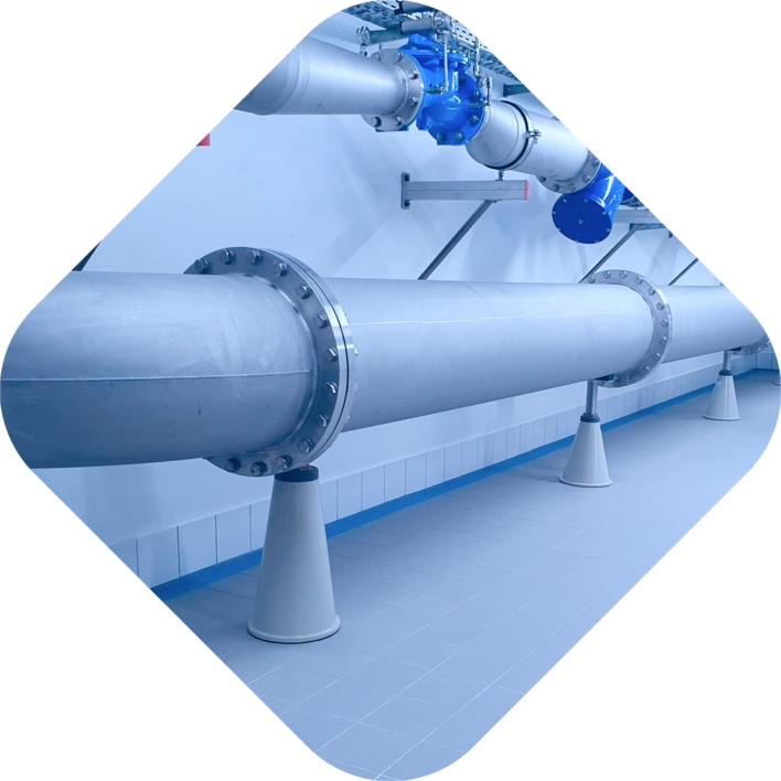 Isolated 3D product view of an adjustable pipe support with a green saddle for industrial piping construction.