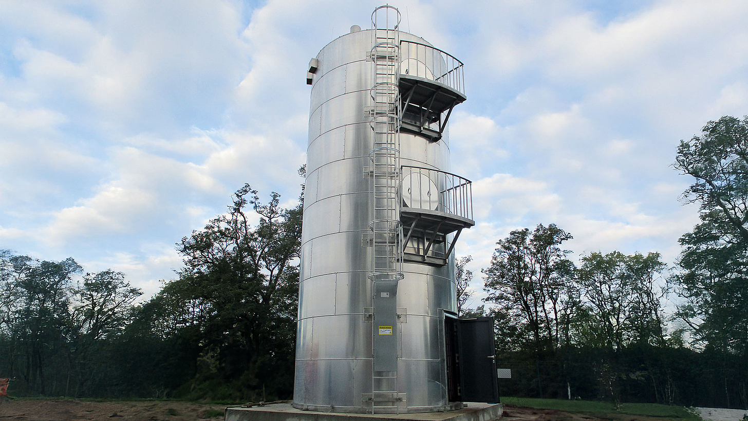 Water tower transported and placed on site.