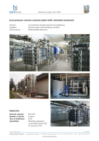 600 m³/h - Low pressure reverse osmosis plant