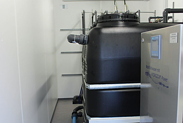 View of the TecBox with recirculating water treatment