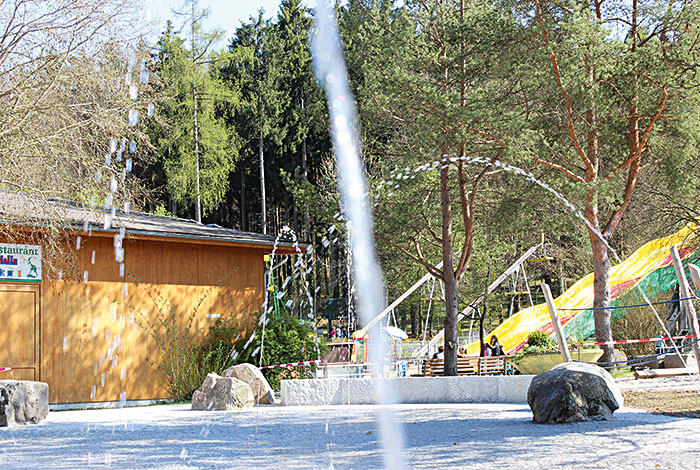 Water playground with recirculating water treatment and TecBox